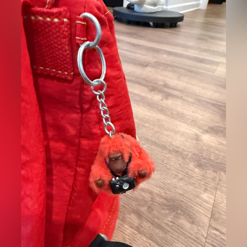 Kipling Vibrant Red Drawstring Backpack With Bott… - image 3